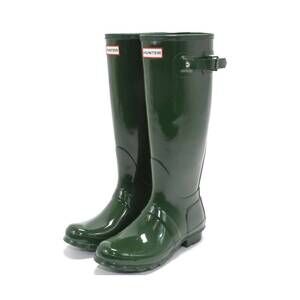 NEW HUNTER women's original tall gloss rain boot in hunter green